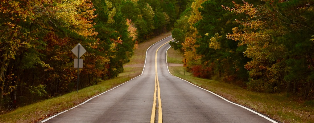 Talimena Scenic Drive - Road in autumn forest